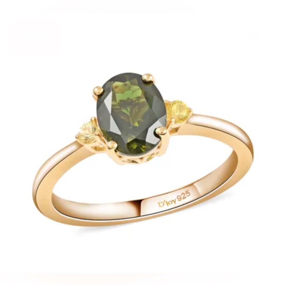 Chrome & Canary Tourmaline Ring, Vermeil YG/Sterling Silver 1.25ctw